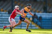 14 January 2024; Cathal Malone of Clare in action against Robbie O’Flynn of Cork during the Co-Op Superstores Munster Hurling League Group A match between Cork and Clare at Páirc Uí Rinn in Cork.  Photo by Eóin Noonan/Sportsfile