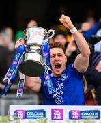 14 January 2024; Arva captain Ciarán Brady lifts the cup after his side's victory in the AIB GAA Football All-Ireland Junior Club Championship final match between Arva of Cavan and Listowel Emmets of Kerry at Croke Park in Dublin. Photo by Piaras Ó Mídheach/Sportsfile