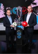 17 January 2024; Virgin Media Television announce details of live League of Ireland coverage, including televised SSE Airtricity Men's Premier Division fixtures. Pictured at the announcement are Virgin Media Television head of news and sport Mick McCaffrey, right, and League of Ireland director Mark Scanlon, at Virgin Media Television Studios in Ballymount, Dublin. Photo by Seb Daly/Sportsfile