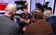 17 January 2024; Virgin Media Television announce details of live League of Ireland coverage, including televised SSE Airtricity Men's Premier Division fixtures. Pictured at the announcement is Dayle Rooney of Bohemians, at Virgin Media Television Studios in Ballymount, Dublin. Photo by Seb Daly/Sportsfile