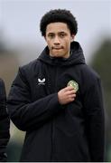 20 January 2024; Aiden Gabbidon of Republic of Ireland before the international friendly match between Republic of Ireland MU15 and Australia U16 Schoolboys at the FAI National Training Centre in Abbotstown, Dublin. Photo by Seb Daly/Sportsfile