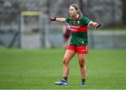 27 January 2024; Jenna Mortimor of Mayo during the Lidl LGFA National League Division 1 Round 2 match between Galway and Mayo at Duggan Park in Ballinasloe, Galway. Photo by Piaras Ó Mídheach/Sportsfile