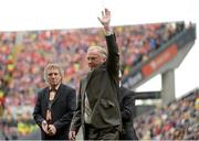 8 September 2013; Former Wexford player Martin Quigley waves to the crowd during the Hurling 'Stars of the 80's' tribute. GAA Hurling All-Ireland Senior Championship Final, Cork v Clare, Croke Park, Dublin. Picture credit: Matt Browne / SPORTSFILE