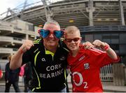 8 September 2013; Cork supporters Stephen Hill, and his son Aaron, aged 11, from Cathedral Road, Cork City, ahead of the GAA Hurling All-Ireland Championship Finals, Croke Park, Dublin. Picture credit: Dáire Brennan / SPORTSFILE