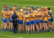 8 September 2013; Clare manager Davy Fitzgeald gives his players a team talk before the game. GAA Hurling All-Ireland Senior Championship Final, Cork v Clare, Croke Park, Dublin. Picture credit: Barry Cregg / SPORTSFILE