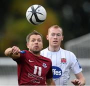 8 September 2013; Declan O'Brien, Drogheda United, in action against Chris Shields, Dundalk. Airtricity League Premier Division, Dundalk v Drogheda United, Oriel Park, Dundalk, Co. Louth Picture credit: David Maher / SPORTSFILE