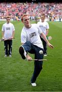 8 September 2013; Runner-up of the GAA/GPA Freestyle Hurling competition Colm O Mealoid, from Donaghmore/Ashbourne GAA Club, Co. Meath, performs during the half-time break. GAA Hurling All-Ireland Senior Championship Final, Cork v Clare, Croke Park, Dublin. Picture credit: Stephen McCarthy / SPORTSFILE