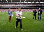 8 September 2013; Runner-up of the GAA/GPA Freestyle Hurling competition Niamh Donnelly, from Kilcoole camogie club, Co. Wicklow, performs during the half-time break. GAA Hurling All-Ireland Senior Championship Final, Cork v Clare, Croke Park, Dublin. Picture credit: Stephen McCarthy / SPORTSFILE