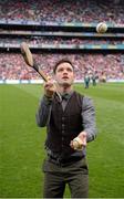 8 September 2013; Street Performer World Champion Cormac Mohally performs freestyle Hurling during the half-time break. GAA Hurling All-Ireland Senior Championship Final, Cork v Clare, Croke Park, Dublin. Picture credit: Stephen McCarthy / SPORTSFILE