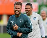 9 September 2013; Republic of Ireland's Athony Pilkington with Jonathan Walters during squad training ahead of their 2014 FIFA World Cup Qualifier Group C game against Austria on Tuesday. Republic of Ireland Squad Training, Ernst Happel Stadion, Vienna, Austria. Picture credit: David Maher / SPORTSFILE