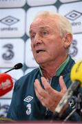 9 September 2013; Republic of Ireland manager Giovanni Trapattoni speaking to the media during a press conference ahead of their 2014 FIFA World Cup Qualifier Group C game against Austria on Tuesday. Republic of Ireland Press Conference, Ernst Happel Stadion, Vienna, Austria. Picture credit: David Maher / SPORTSFILE