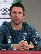 9 September 2013; Republic of Ireland captain Robbie Keane speaking to the media during a press conference ahead of their 2014 FIFA World Cup Qualifier Group C game against Austria on Tuesday. Republic of Ireland Press Conference, Ernst Happel Stadion, Vienna, Austria. Picture credit: David Maher / SPORTSFILE