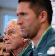 9 September 2013; Republic of Ireland manager Giovanni Trapattoni and captain Robbie Keane during a press conference ahead of their 2014 FIFA World Cup Qualifier Group C game against Austria on Tuesday. Republic of Ireland Press Conference, Ernst Happel Stadion, Vienna, Austria. Picture credit: David Maher / SPORTSFILE