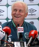 9 September 2013; Republic of Ireland manager Giovanni Trapattoni during a press conference ahead of their 2014 FIFA World Cup Qualifier Group C game against Austria on Tuesday. Republic of Ireland Press Conference, Ernst Happel Stadion, Vienna, Austria. Picture credit: David Maher / SPORTSFILE