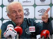 9 September 2013; Republic of Ireland manager Giovanni Trapattoni speaking to the media during a press conference ahead of their 2014 FIFA World Cup Qualifier Group C game against Austria on Tuesday. Republic of Ireland Press Conference, Ernst Happel Stadion, Vienna, Austria. Picture credit: David Maher / SPORTSFILE