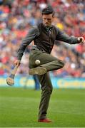 8 September 2013; Street Performer World Champion Cormac Mohally performs freestyle Hurling during the half-time break. GAA Hurling All-Ireland Senior Championship Final, Cork v Clare, Croke Park, Dublin. Picture credit: Barry Cregg / SPORTSFILE