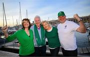 1 February 2024; Ireland rugby supporters, from left, Carmel McGrath, Mike McGrath, Mary Nielsen, and Tom Nielsen, from Sligo, in Marseille, France, ahead of Ireland's Guinness Six Nations match against France. Photo by Ramsey Cardy/Sportsfile