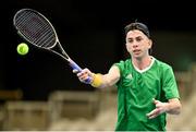 2 February 2024; Conor Gannon during an Ireland Tennis squad training session at the UL Sport Arena in Limerick, ahead of Ireland's Davis Cup World Group One play-off first round match with Austria. Photo by Brendan Moran/Sportsfile