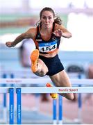 3 February 2024; Jessica Tappin of Clonliffe Harriers AC, Dublin, competes in the Women's 60m Hurdles during the AAI National Indoor League Final at the TUS Indoor Arena, Athlone in Westmeath. Photo by Ben McShane/Sportsfile