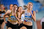 3 February 2024; Amy O'Donoghue of Dundrum South Dublin AC, Dublin, right, and Claire Crowley of Leevale AC, Cork, lead the field in the Women's 800m during the AAI National Indoor League Final at the TUS Indoor Arena, Athlone in Westmeath. Photo by Ben McShane/Sportsfile