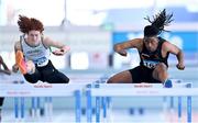 3 February 2024; Rolus Olusa of Clonliffe Harriers AC, Dublin, right, and Conor Penney of Craughwell AC, Galway, compete in the Men's 60m Hurdles during the AAI National Indoor League Final at the TUS Indoor Arena, Athlone in Westmeath. Photo by Ben McShane/Sportsfile