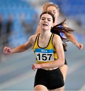 3 February 2024; Claire Crowley of Leevale AC, Cork, after winning the Women's 800m during the AAI National Indoor League Final at the TUS Indoor Arena, Athlone in Westmeath. Photo by Ben McShane/Sportsfile