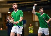 4 February 2024; David O'Hare, left, and Conor Gannon of Ireland celebrates winning a point against Alexander Erler and Lucas Miedler of Austria during their doubles match on day two of the Davis Cup World Group I Play-off 1st Round match between Ireland and Austria at UL Sport Arena in Limerick. Photo by Brendan Moran/Sportsfile