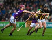 4 February 2024; Pádraic Moylan of Kilkenny is tackled by James Byrne of Wexford during the Allianz Hurling League Division 1 Group A match between Kilkenny and Wexford at UPMC Nowlan Park in Kilkenny. Photo by John Sheridan/Sportsfile