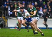 4 February 2024; Barry Dan O'Sullivan of Kerry in action against Gary Mohan of Monaghan during the Allianz Football League Division 1 match between Monaghan and Kerry at St Tiernach's Park in Clones, Monaghan. Photo by Sam Barnes/Sportsfile