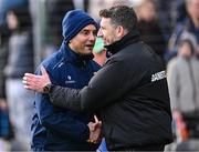 4 February 2024; Wexford manager Keith Rossiter, left, and Kilkenny manager Derek Lyng shake hands after the Allianz Hurling League Division 1 Group A match between Kilkenny and Wexford at UPMC Nowlan Park in Kilkenny. Photo by Piaras Ó Mídheach/Sportsfile