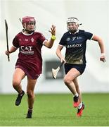 10 February 2024; Kate Connolly of Marino in action against Erin McCambridge of UUM during the Electric Ireland Ashling Murphy Cup final match between Ulster University Magee and Marino at University of Galway Connacht GAA Centre of Excellence in Bekan, Mayo. Photo by Piaras Ó Mídheach/Sportsfile