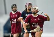 10 February 2024; Róisín Ní Drisceoil of Marino celebrates after scoring her side's first goal during the Electric Ireland Ashling Murphy Cup final match between Ulster University Magee and Marino at University of Galway Connacht GAA Centre of Excellence in Bekan, Mayo. Photo by Piaras Ó Mídheach/Sportsfile