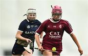 10 February 2024; Kate Connolly of Marino in action against Erin McCambridge of UUM during the Electric Ireland Ashling Murphy Cup final match between Ulster University Magee and Marino at University of Galway Connacht GAA Centre of Excellence in Bekan, Mayo. Photo by Piaras Ó Mídheach/Sportsfile