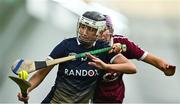 10 February 2024; Cara Farren of UUM in action against Ellen Larkin of Marino during the Electric Ireland Ashling Murphy Cup final match between Ulster University Magee and Marino at University of Galway Connacht GAA Centre of Excellence in Bekan, Mayo. Photo by Piaras Ó Mídheach/Sportsfile