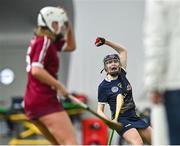 10 February 2024; Bronagh Moohan of UUM celebrates after scoring her side's second goal during the Electric Ireland Ashling Murphy Cup final match between Ulster University Magee and Marino at University of Galway Connacht GAA Centre of Excellence in Bekan, Mayo. Photo by Piaras Ó Mídheach/Sportsfile