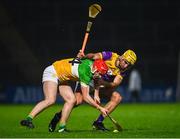10 February 2024; Tomás Kinsella of Wexford and Sam Bourke of Offaly battle for possession during the Allianz Hurling League Division 1 Group A match between Wexford and Offaly at Chadwicks Wexford Park in Wexford. Photo by Tyler Miller/Sportsfile