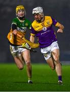 10 February 2024; Cathal Dunbar of Wexford in action against Dan Bourke of Offaly during the Allianz Hurling League Division 1 Group A match between Wexford and Offaly at Chadwicks Wexford Park in Wexford. Photo by Tyler Miller/Sportsfile
