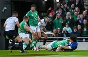 11 February 2024; Dan Sheehan of Ireland dives over to score his side's second try during the Guinness Six Nations Rugby Championship match between Ireland and Italy at the Aviva Stadium in Dublin. Photo by Brendan Moran/Sportsfile