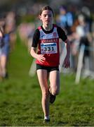 11 February 2024; Heidi Ryan of Gowran AC, Kilkenny, competes in the Girls U13 1500m during the 123.ie National Intermediate, Masters & Juvenile B Cross Country Championships at DKiT Campus in Dundalk, Louth. Photo by Stephen Marken/Sportsfile
