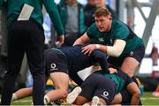 15 February 2024; Tadhg Furlong during an Ireland Rugby squad training session at the IRFU High Performance Centre at the Sport Ireland Campus in Dublin. Photo by David Fitzgerald/Sportsfile