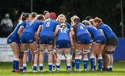 15 February 2024; Leinster players before the U18 Girls Interprovincial semi-final match between Leinster and Munster at Terenure College RFC in Dublin. Photo by Seb Daly/Sportsfile
