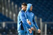 12 January 2024; Ross Byrne and Sam Prendergast during a Leinster Rugby captain's run at the RDS Arena in Dublin. Photo by Harry Murphy/Sportsfile