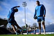 12 January 2024; Ross Byrne, left, and Ross Molony during a Leinster Rugby captain's run at the RDS Arena in Dublin. Photo by Harry Murphy/Sportsfile