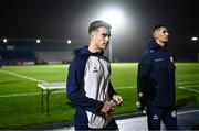 16 February 2024; Matty Smith and Shane Griffin of Shelbourne walk the pitch before the SSE Airtricity Men's Premier Division match between Waterford and Shelbourne at the Regional Sports Centre in Waterford. Photo by Harry Murphy/Sportsfile