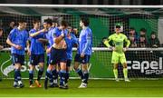 16 February 2024; Bray Wanderers goalkeeper James Corcoran reacts after his side concedes their first goal during the SSE Airtricity Men's First Division match between Bray Wanderers and UCD at Carlisle Grounds in Bray, Wicklow. Photo by Tyler Miller/Sportsfile