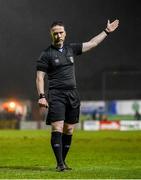 16 February 2024; Referee Eoghan O'Shea during the SSE Airtricity Men's Premier Division match between Galway United and St Patrick's Athletic at Eamonn Deacy Park in Galway. Photo by Seb Daly/Sportsfile