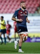 16 February 2024; RG Snyman of Munster warms up before the United Rugby Championship match between Scarlets and Munster at Parc y Scarlets in Llanelli, Wales. Photo by Gruffydd Thomas/Sportsfile