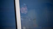 18 February 2024; The suspended Wicklow manager Oisín McConville, watches the game from the traditional press box, during the Allianz Football League Division 3 match between Wicklow and Westmeath at Echelon Park in Aughrim, Wicklow. Photo by Ray McManus/Sportsfile