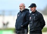 18 February 2024; Kildare manager Glenn Ryan, left, and Kildare selector Anthony Rainbow during the Allianz Football League Division 2 match between Kildare and Armagh at Netwatch Cullen Park in Carlow. Photo by Piaras Ó Mídheach/Sportsfile