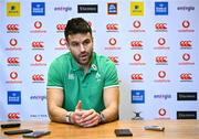 20 February 2024; Conor Murray during an Ireland rugby media conference at the Sport Ireland Campus Conference Centre in Dublin. Photo by Harry Murphy/Sportsfile